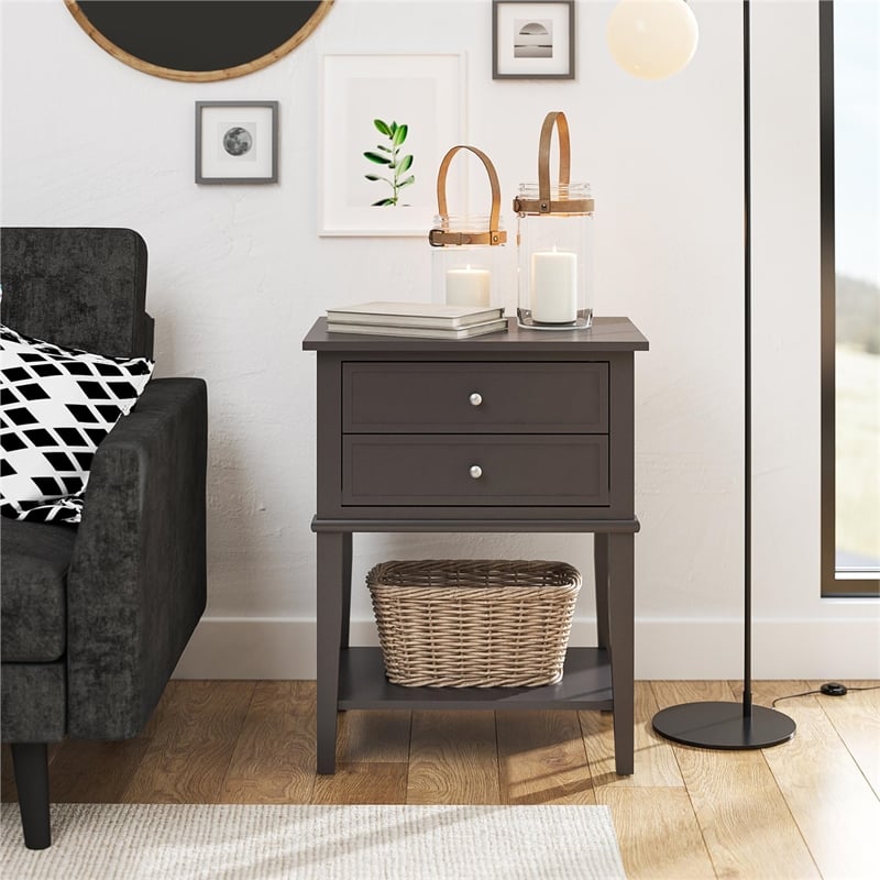 Ameriwood Home Franklin Accent Table with 2 Drawers in Graphite