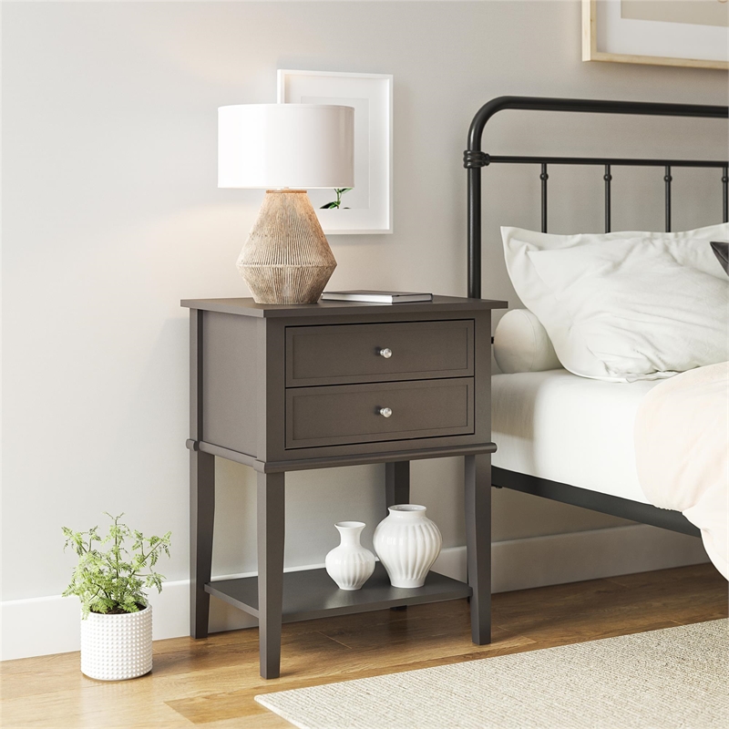 Ameriwood Home Franklin Accent Table with 2 Drawers in Graphite
