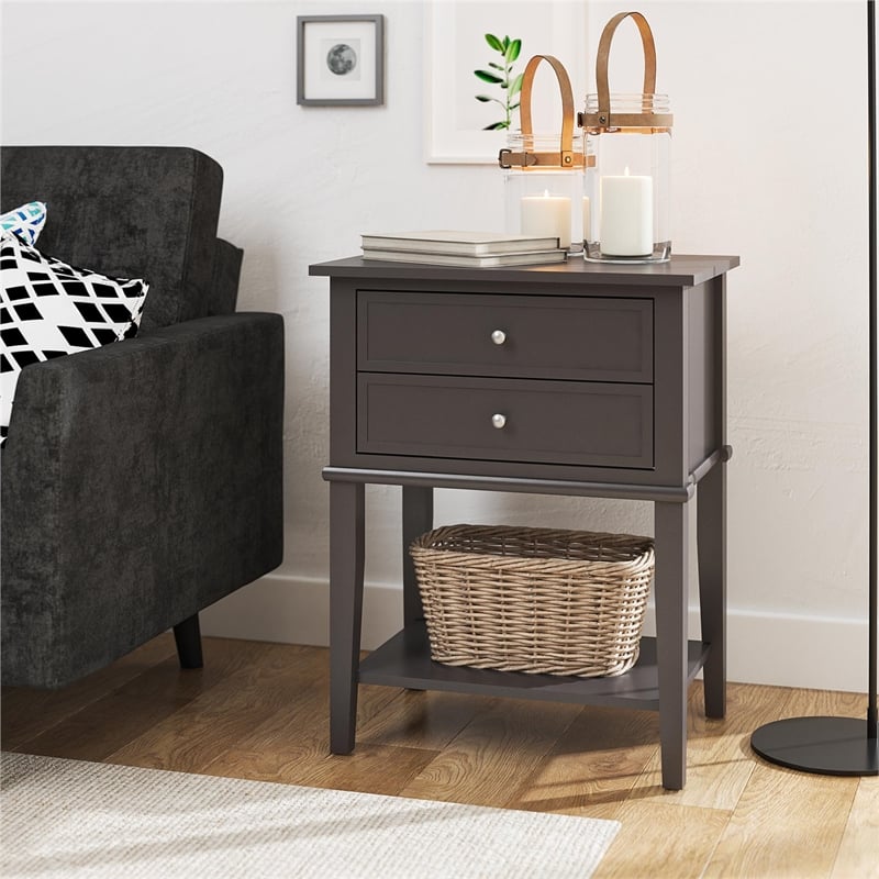 Ameriwood Home Franklin Accent Table with 2 Drawers in Graphite