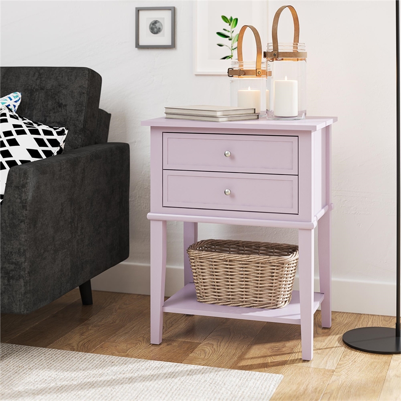Ameriwood Home Franklin Accent Table with 2 Drawers in Lavender