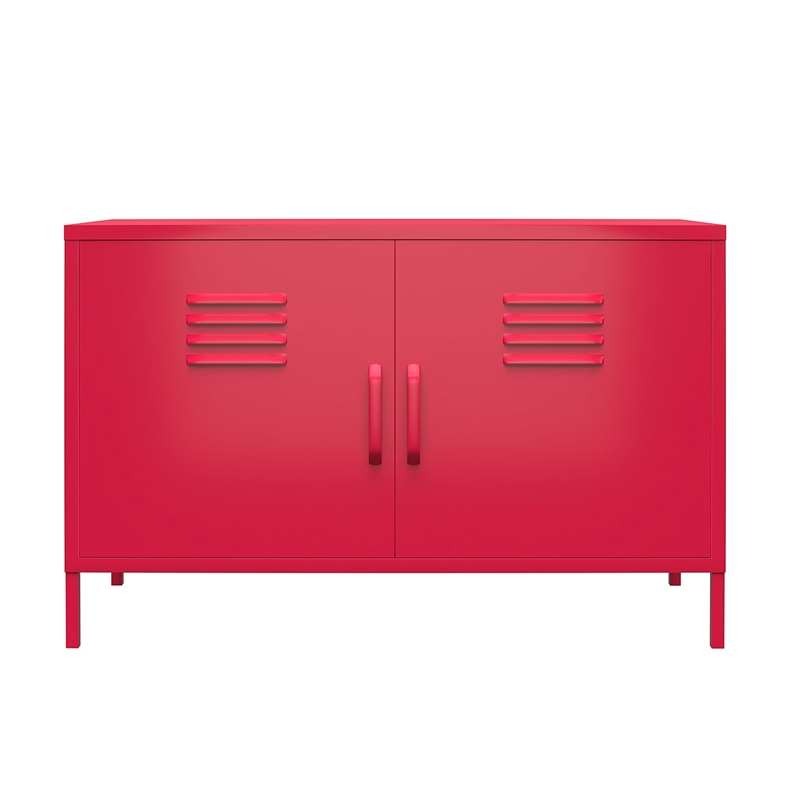 Novogratz Cache 2 Door Wide Metal Locker Accent Storage Cabinet in Magenta