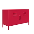 Novogratz Cache 2 Door Wide Metal Locker Accent Storage Cabinet in Magenta