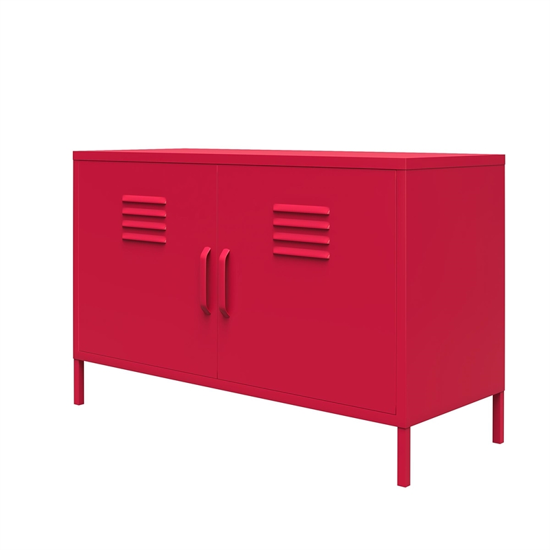 Novogratz Cache 2 Door Wide Metal Locker Accent Storage Cabinet in Magenta