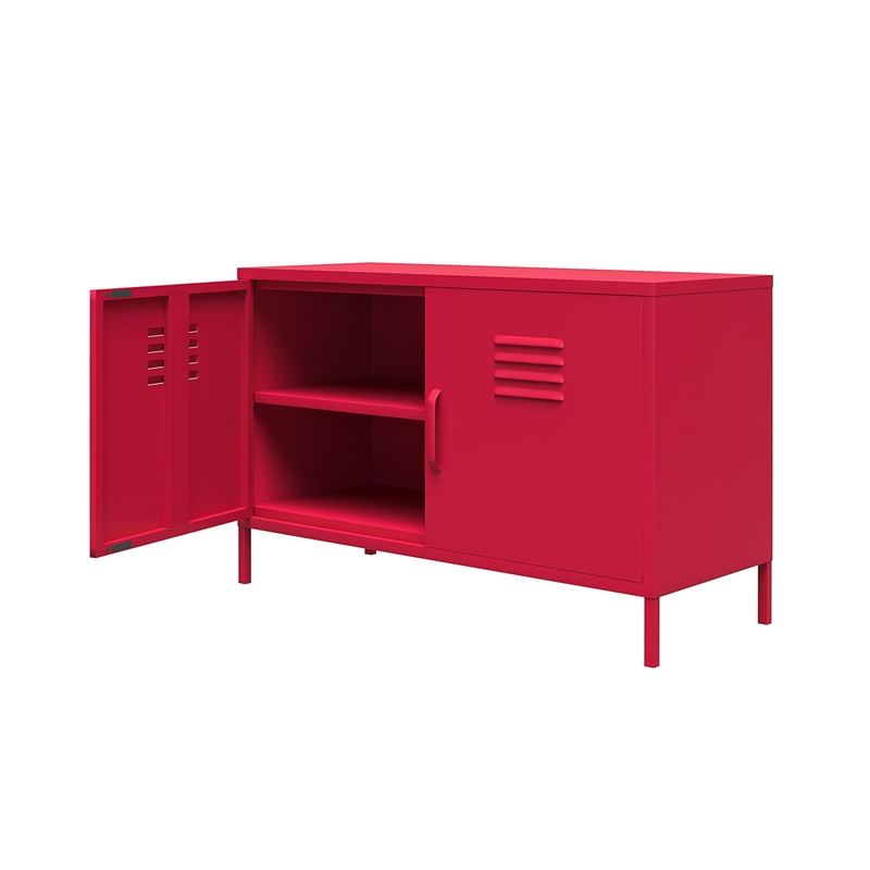 Novogratz Cache 2 Door Wide Metal Locker Accent Storage Cabinet in Magenta