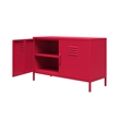 Novogratz Cache 2 Door Wide Metal Locker Accent Storage Cabinet in Magenta