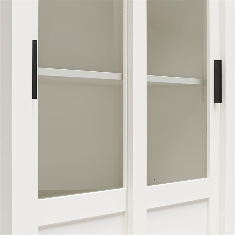 Ameriwood Home Chapel Hill Rustic Farmhouse Bookcase Cabinet - White w/Brown Oak