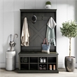 Ameriwood Home Knox County Entryway Bench Hall Tree w/Shoe Storage in Black Oak
