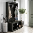 Ameriwood Home Knox County Entryway Bench Hall Tree w/Shoe Storage in Black Oak