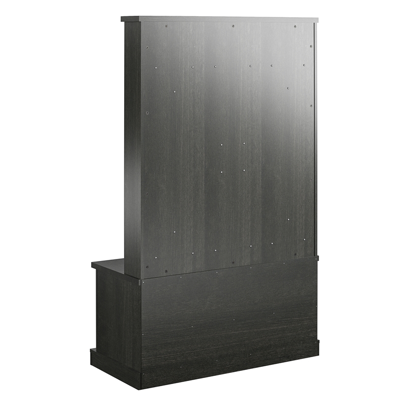 Ameriwood Home Knox County Entryway Bench Hall Tree w/Shoe Storage in Black Oak