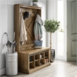 Ameriwood Home Knox County Entryway Bench Hall Tree w/Shoe Storage in Rustic Oak