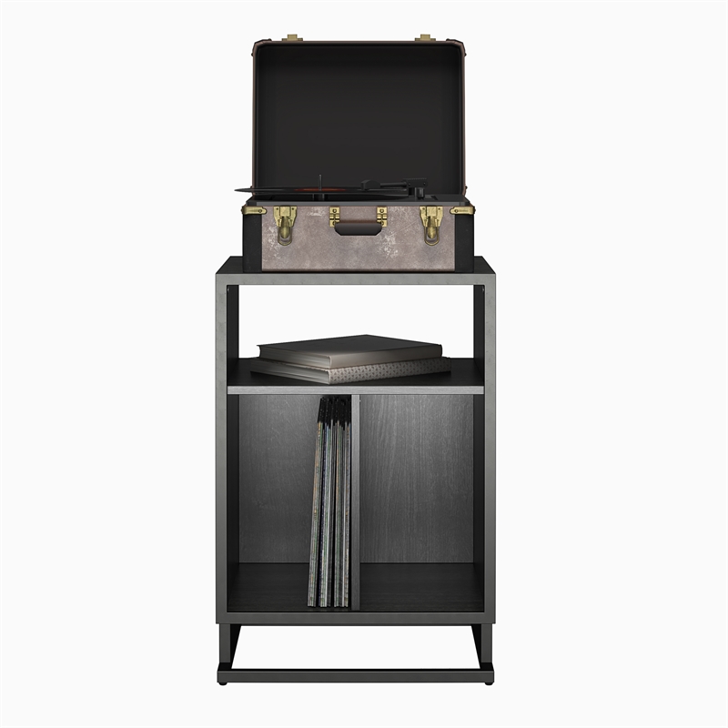 Novogratz Regal Turntable Stand / End Table in Black Oak
