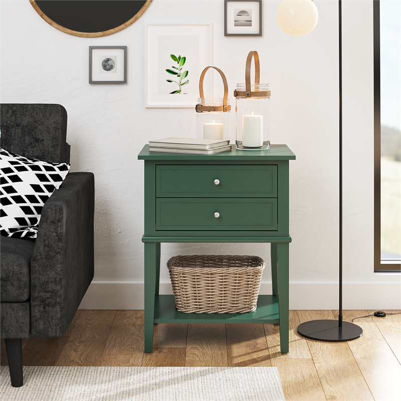 Ameriwood Home Franklin Accent Table with 2 Drawers in Hunter Green