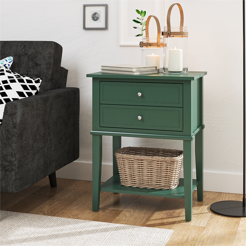 Ameriwood Home Franklin Accent Table with 2 Drawers in Hunter Green