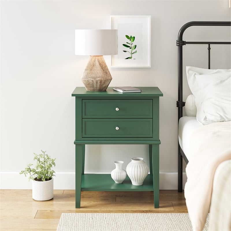 Ameriwood Home Franklin Accent Table with 2 Drawers in Hunter Green