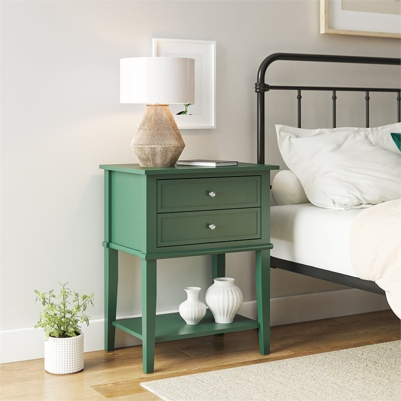 Ameriwood Home Franklin Accent Table with 2 Drawers in Hunter Green
