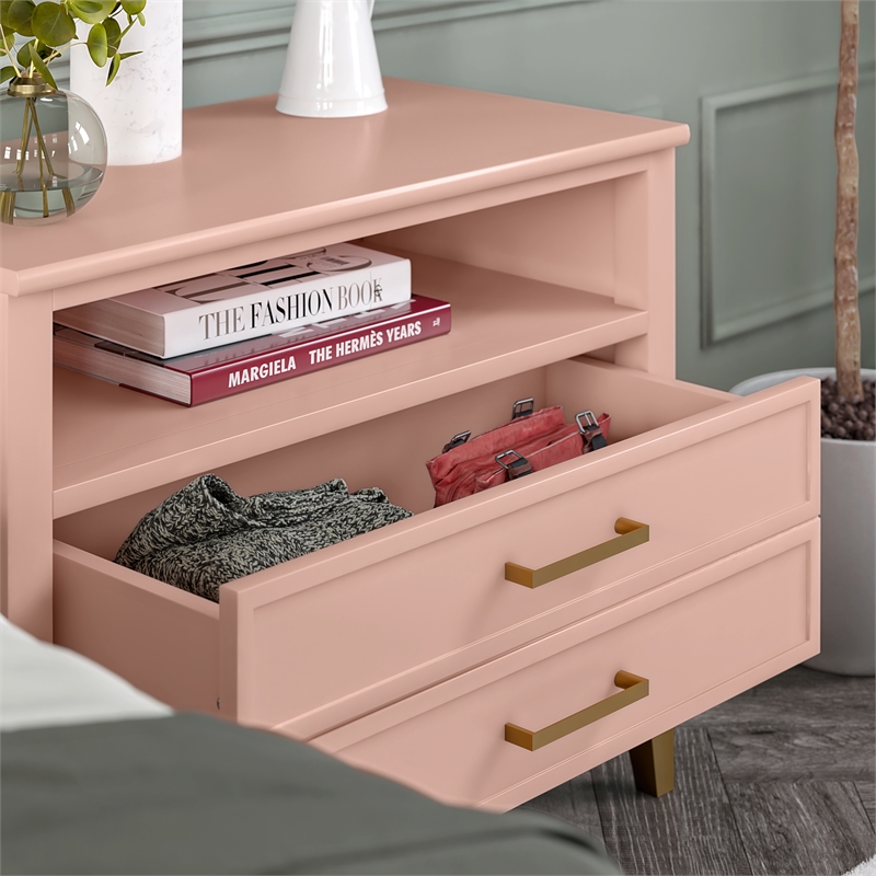 CosmoLiving by Cosmopolitan Westerleigh Wide Nightstand in Pale Pink