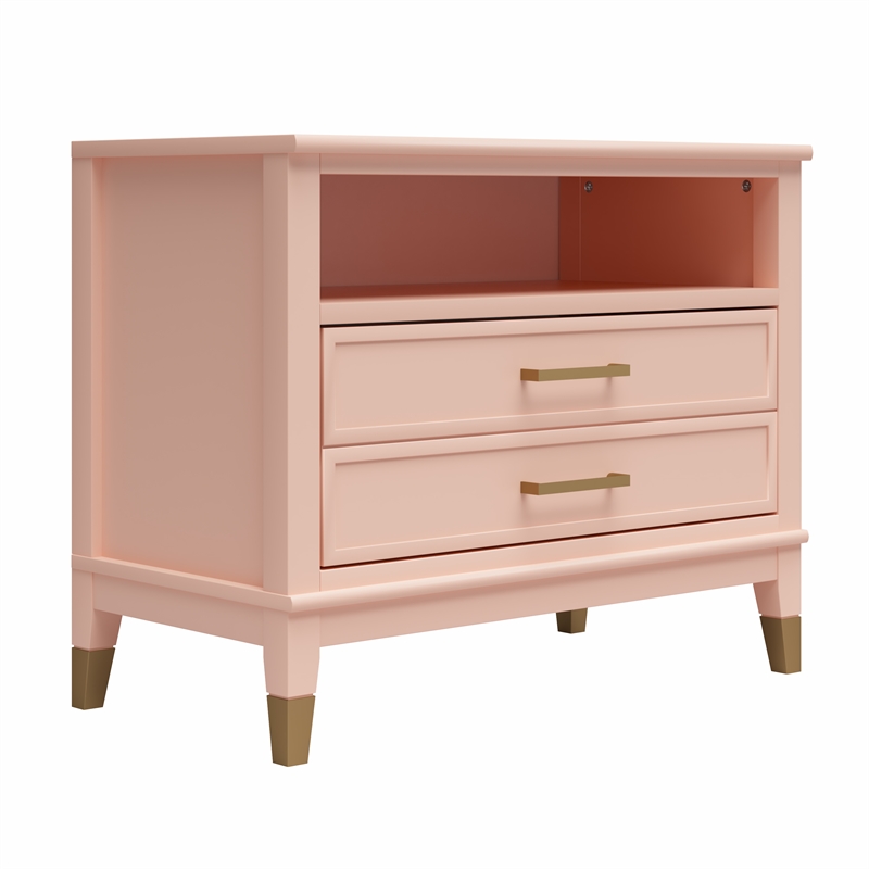 CosmoLiving by Cosmopolitan Westerleigh Wide Nightstand in Pale Pink
