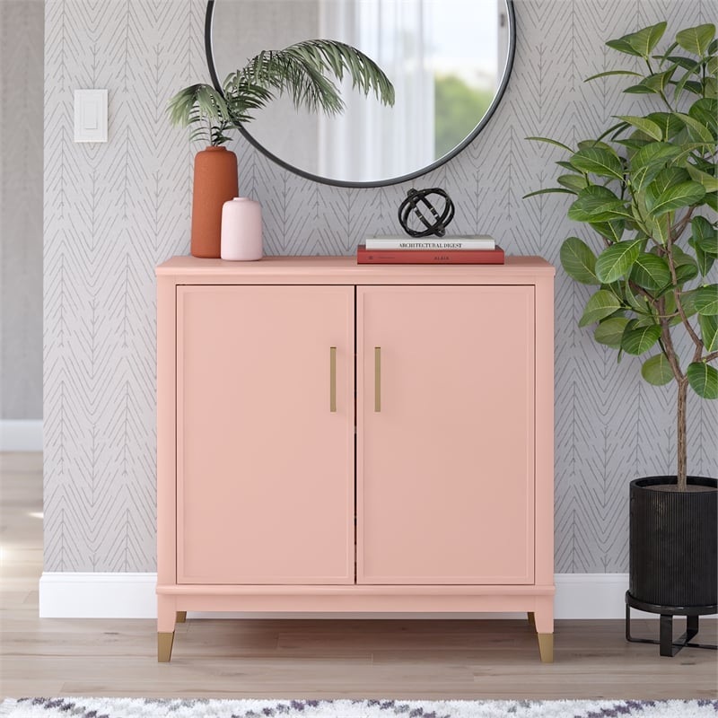 CosmoLiving by Cosmopolitan Westerleigh 2-Door Accent Cabinet in Pale Pink