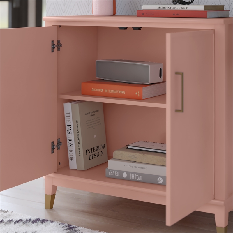 CosmoLiving by Cosmopolitan Westerleigh 2-Door Accent Cabinet in Pale Pink
