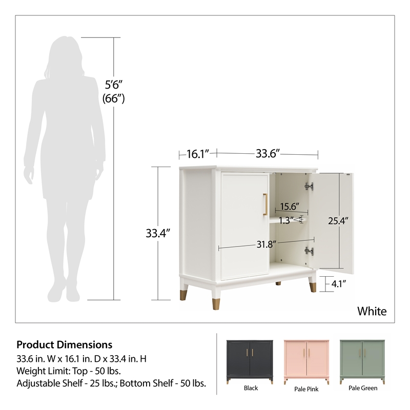 CosmoLiving by Cosmopolitan Westerleigh 2-Door Accent Cabinet in Pale Pink