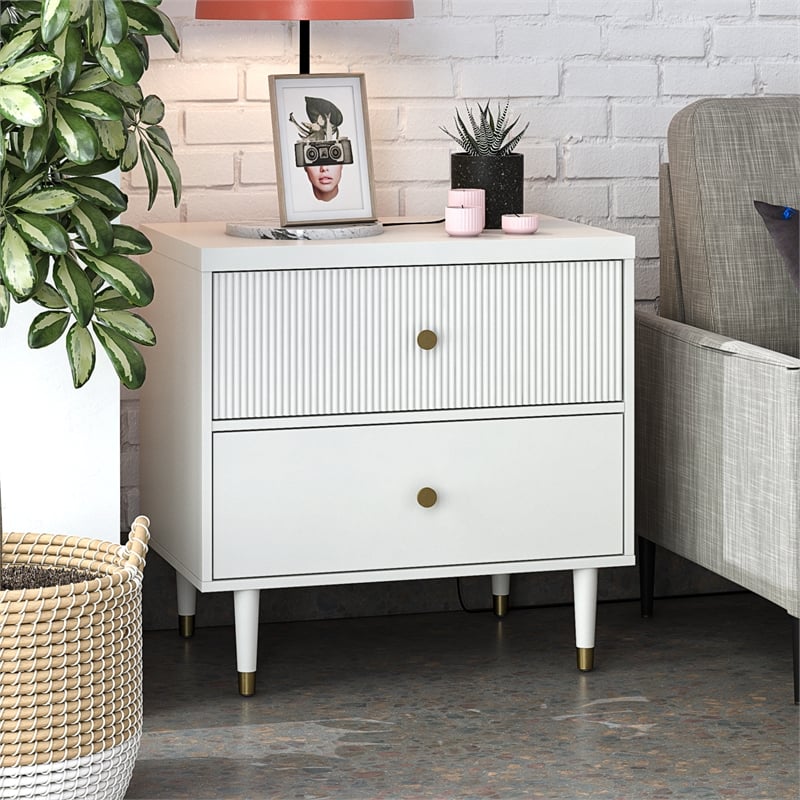 CosmoLiving by Cosmopolitan Elizabeth Nightstand in White