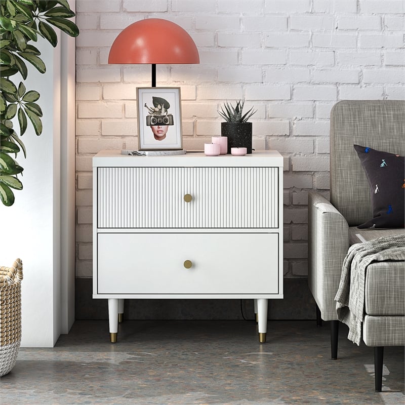 CosmoLiving by Cosmopolitan Elizabeth Nightstand in White