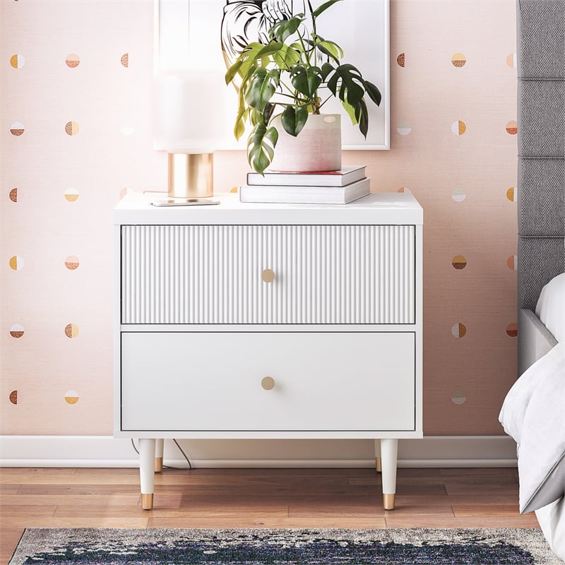 CosmoLiving by Cosmopolitan Elizabeth Nightstand in White