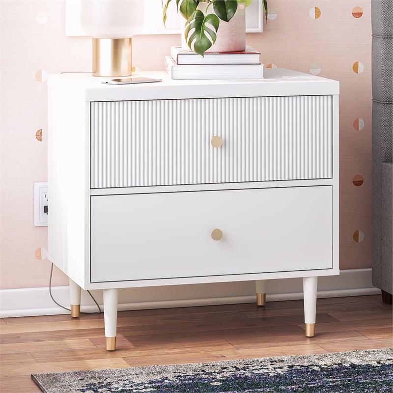CosmoLiving by Cosmopolitan Elizabeth Nightstand in White