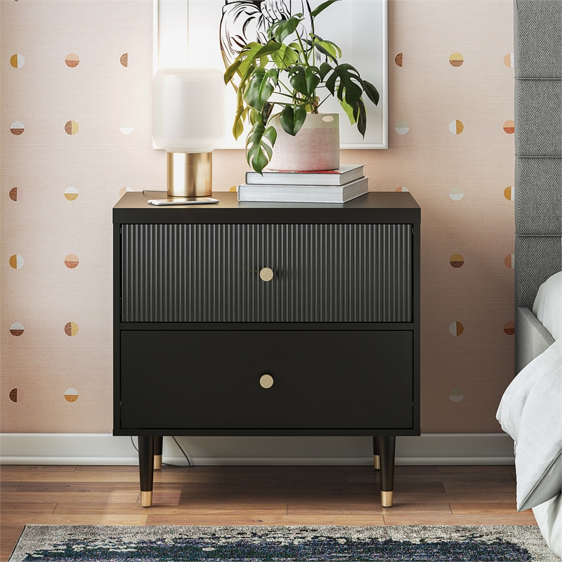 CosmoLiving by Cosmopolitan Elizabeth Nightstand in Black