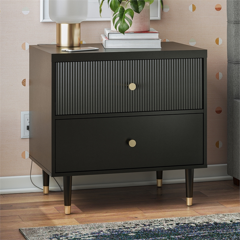 CosmoLiving by Cosmopolitan Elizabeth Nightstand in Black