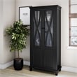 Ameriwood Home Ellington Tall Accent Cabinet with Glass Doors in Black