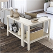 Ameriwood Home Parsons Wrap-Around Sofa Accent Tables Bundle of Two in White Oak