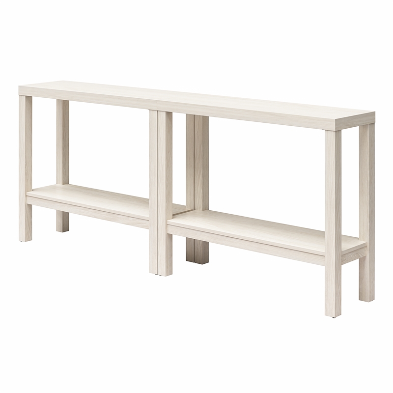 Ameriwood Home Parsons Wrap-Around Sofa Accent Tables Bundle of Two in White Oak