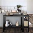 Ameriwood Home Parsons Wrap-Around Sofa Accent Tables Bundle of Two in Black Oak