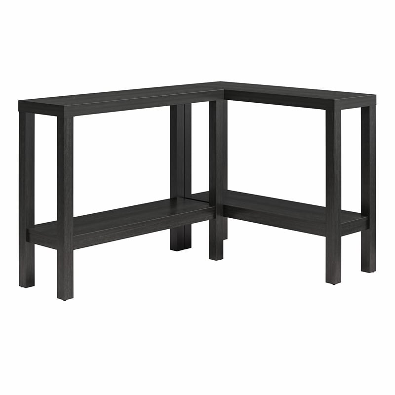 Ameriwood Home Parsons Wrap-Around Sofa Accent Tables Bundle of Two in Black Oak