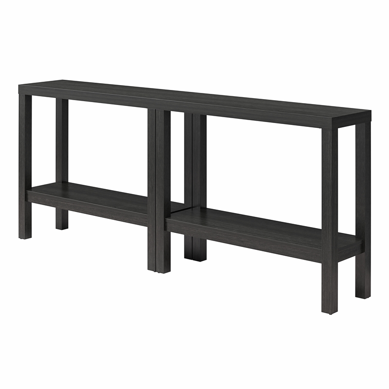 Ameriwood Home Parsons Wrap-Around Sofa Accent Tables Bundle of Two in Black Oak