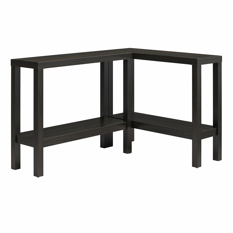 Ameriwood Home Parsons Wrap-Around Sofa Accent Tables Bundle of Two in Espresso