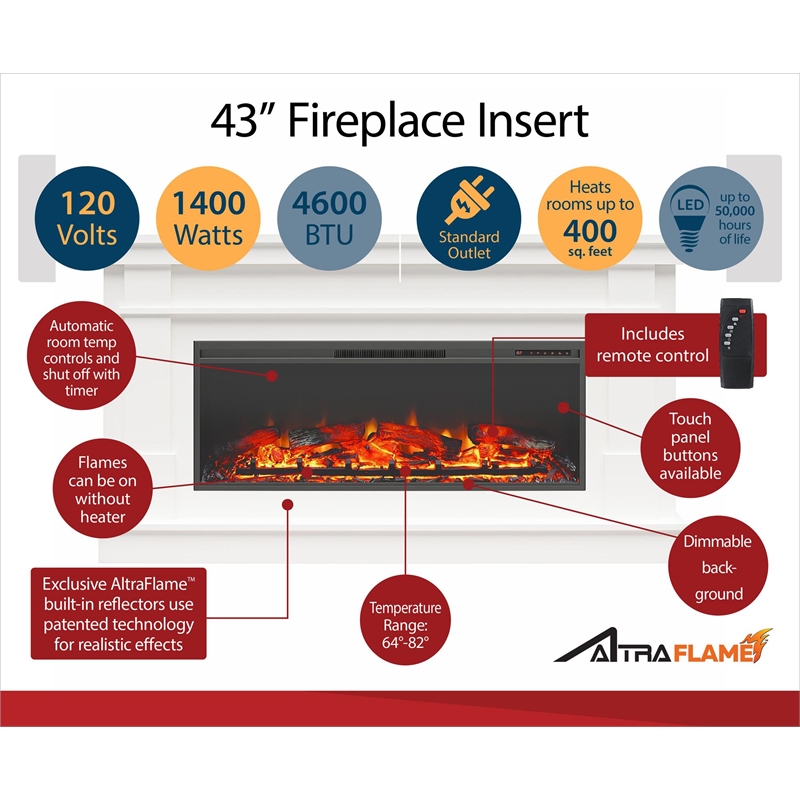 Elmcroft Wide Painted Mantel with Linear Electric Fireplace Black