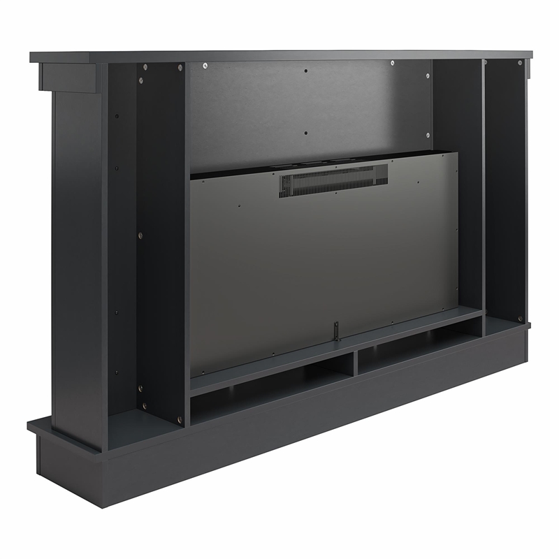 Elmcroft Wide Painted Mantel with Linear Electric Fireplace Black