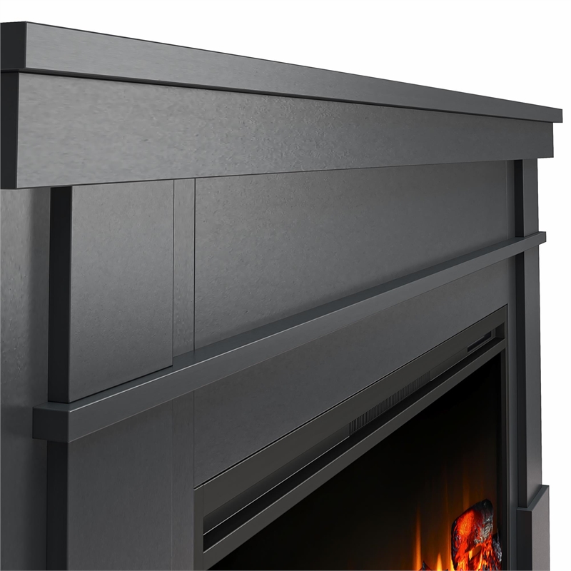 Elmcroft Wide Painted Mantel with Linear Electric Fireplace Black