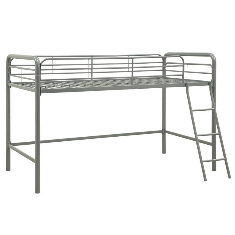 Metal Junior Metal Twin Loft Bed in Silver - 5458096