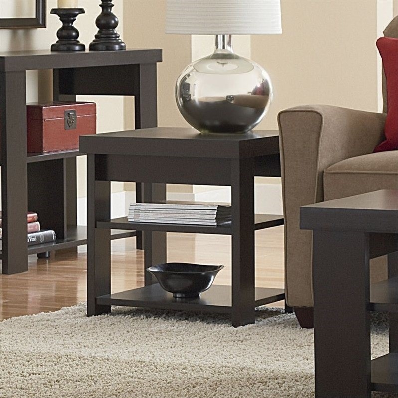 Square Wood End Table in Black Forest