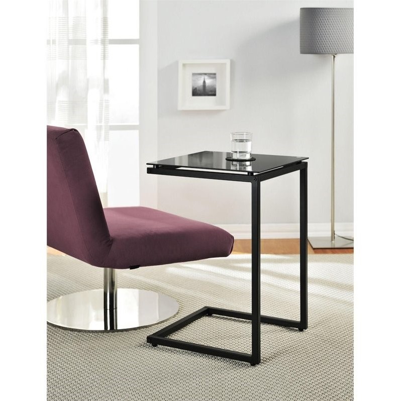 Glass Top C End Table in Black - 5172396