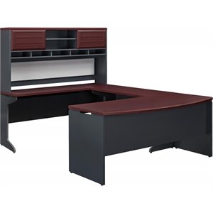 altra furniture pursuit u shaped office set in cherry and gray