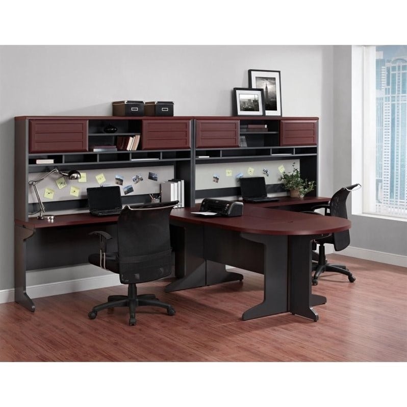 Ameriwood Home Pursuit Hutch in Cherry and Gray