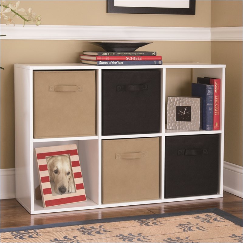 6 Cube Wood Bookcase in White - 7641015P