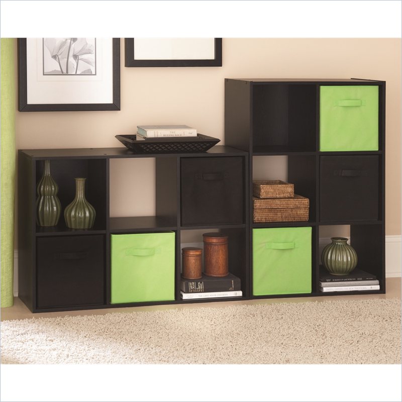Ameriwood 6 Cube Wood Bookcase in Black 7641026P
