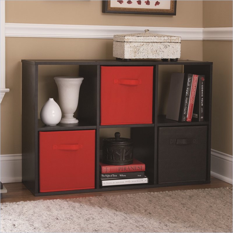 Ameriwood 6 Cube Wood Bookcase in Black 7641026P