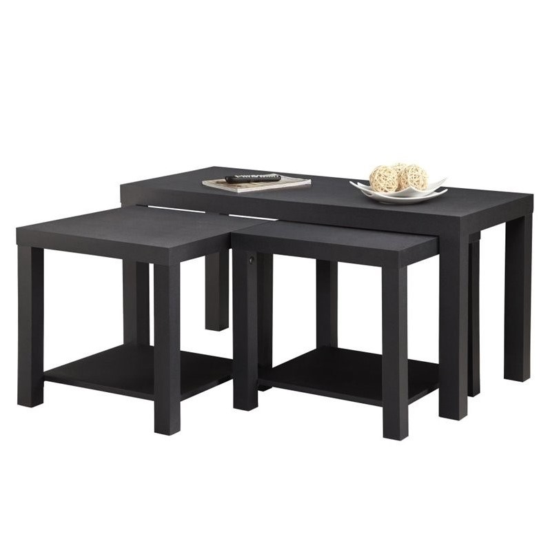 3 Piece Coffee and End Table Set in Black 5082096