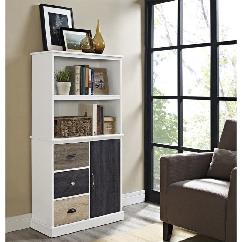 2 Shelf Bookcase with Storage Drawers in White 9634096